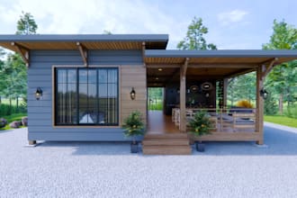 rebuild farm house interior,exterior,walkthrough animation,rendering,cabin house