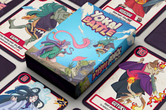 card game design for board game, tarot card flash card playing card box mockup