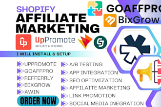 setup cj uppromote goaffpro shareasale awin rakuten shopify affiliate marketing