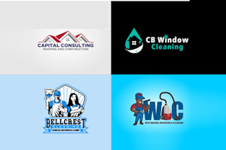 design clean and professional 3d cleaning service logo