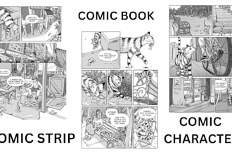 draw manga art, manga character design, webtoon comic book page illustration
