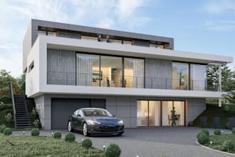 do house exterior design warehouse and commercial architectural 3d rendering