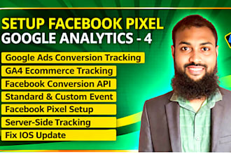 google analytics ga4 ecommerce tracking, facebook pixel, ads conversion tracking