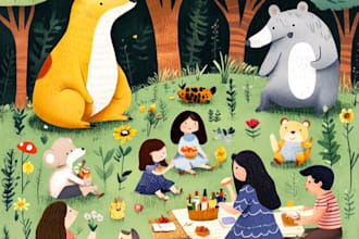 draw children book illustrations and kids cover illustration