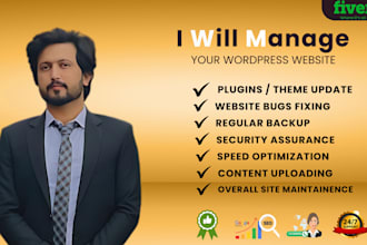 do wordpress site maintenance, update, support ,bug fixes and help for your site