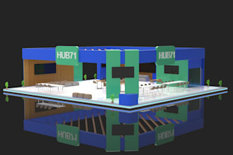 3d trade booth 3d kiosk stand design backdrop roll up 3d exhibition design hall