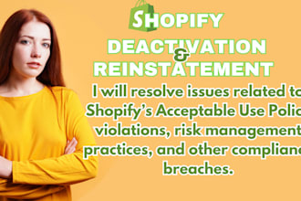 provide appeal letter, required document to reinstate deactivated shopify  store
