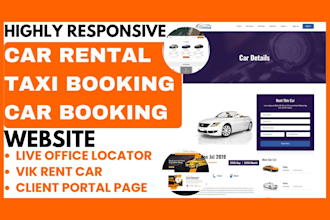 build responsive car rental taxi booking wordpress website with car client page