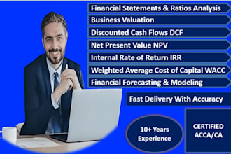 do financial analysis, forecasting, ratios, valuation, dcf, wacc, npv, irr, mirr