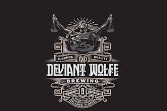 design a retro vintage custom brewery logo for you brand