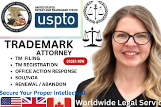us, canada licensed trademark registration attorney, office action, sou, noa