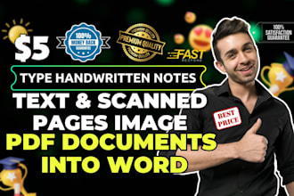 type handwritten notes, text, scanned image, screenshot, pdf document to word