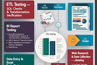 etl testing, data validation, bi report validation, data entry and cleaning
