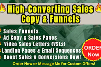 write sales copy for sales page, landing page, email copy, sales funnel and vsl