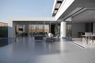 3d house design, interior render, room interior, sport arena, 8k golf simulator