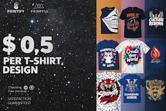 create bulk trending shirt designs for printful or any p o d platform