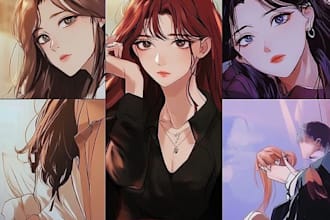 draw webtoon webcomic with anime manga comic illustration as comic book artist