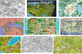 draw fantasy map illustration for event or city map aerial custom map drawing