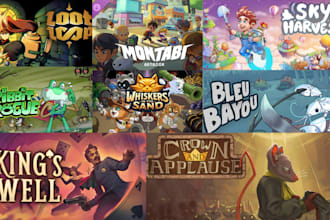 design steam capsule, video game poster, game banner, concept art logo, game ui