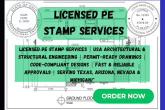 licensed architect pe stamp for city permit floor plan drawing for all US states