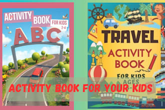 do children activity book, kids and adult coloring book cover design for KDP