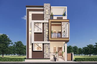bespoke 3d modern VR architecture design, cgi exterior, living space, cad