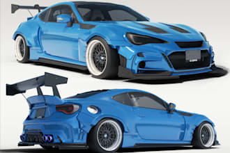 complex 3d car model,vehicle design,car body kit,bumper,3d print stl, car render