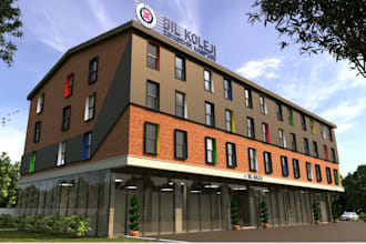3d facade base on dimension,garage design,cgi residential complex,outdoor render