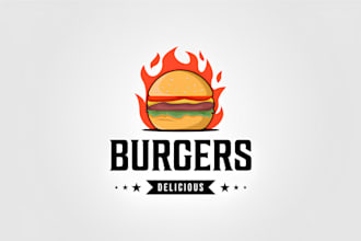 design delicious food, drink, BBQ, pizza shop logo with my own creative thinking