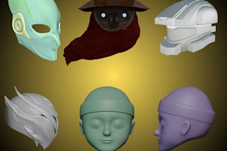 do 3d printing design, mask, cosplay props, miniature tabletop stl obj step