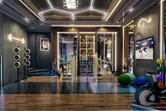 model 3d gym interior virtual staging, 3d fitness room, 3d sport facility layout
