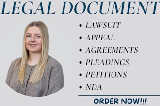 write appeals, petitions, motions, lawsuits, case briefs,contract and complaints