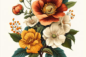 create a beautiful vintage botanical illustration poster