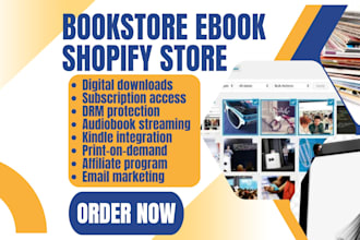 design shopify bookstore ebook library kindle media library audio book magazine