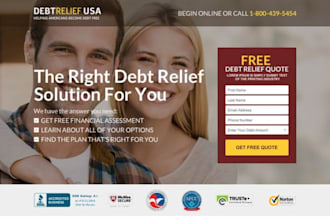 design a dynamic debt relief website debt settlement debt relief landing page