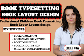 amazon kdp book typesetting, childrens book cover formatting and layout design
