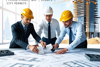 do engineering drawing, architectural stamp, floor plan, mep, stamp, city permit