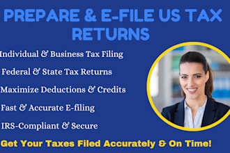 prepare and efile US individual and business tax returns 1040 1065 1120