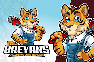 do hand drawn cartoon business logo design with ownership rights