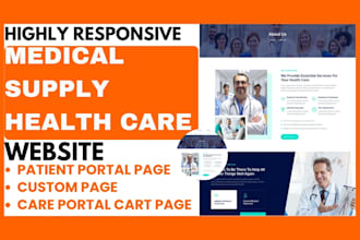 build medical supply healthcare wordpress website with patient portal page