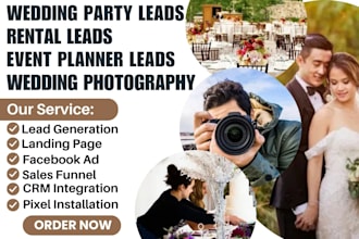 generate wedding party rental leads event planner wedding photography leads