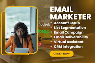 convertkit flodesk keap mailchimp expert, list segmentation, email campaign, va