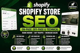 do shopify store SEO, on page, off page, and technical
