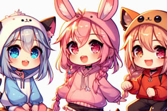 draw cute chibi vtuber avatar vtuber pngtuber fanart pet or anime vtuber style