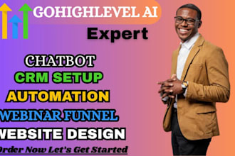 setup gohighlevel ai, crm automation, website design, ghl webinar funnel expert