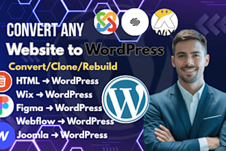 rebuild wix HTML custom site into wordpress with same design fast speed mobile