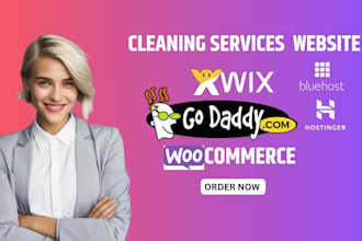 design cleaning services website, house, office on hostinger, godaddy, bluehost