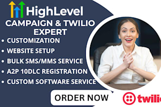setup gohighlevel campaigns, funnels, automation, a2p 10dlc ghl website, twilio