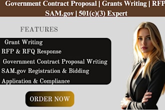 write a government contract proposal grants writing rfp proposal samgov 501c3