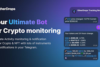 build a custom crypto payment bot, tracker bot, shopping bot, telegram bot